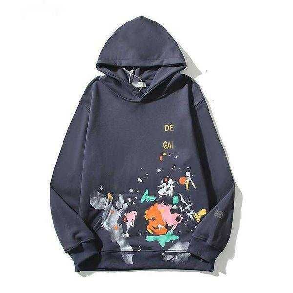 

2023 designer mens hoodies depts streetwear hooded sweater american high street painted graffiti womens loose hoody sweatshirt sports hip ho, Black