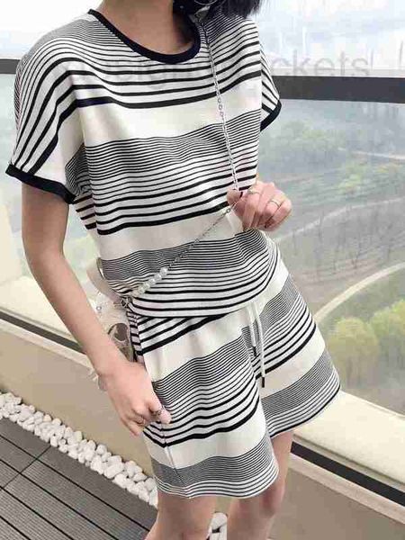 

women's two piece pants designer high end 23 spring/summer daily fashion lazy style fine stripe contrast color versatile set t3wl, White