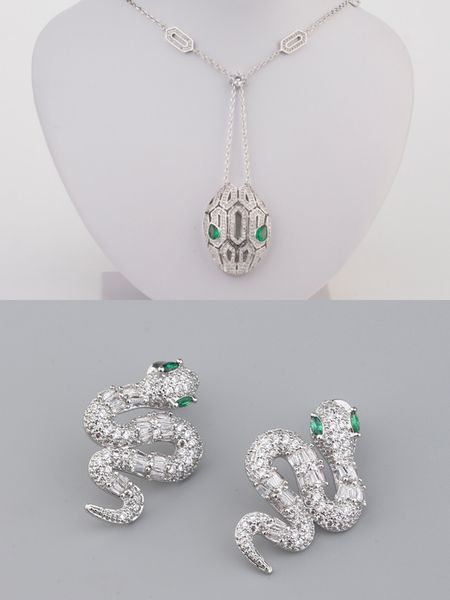 

silver rose 18k gold plated chain snake diamond pendants long necklaces for women trendy mom set designer jewelry party christmas wedding gi