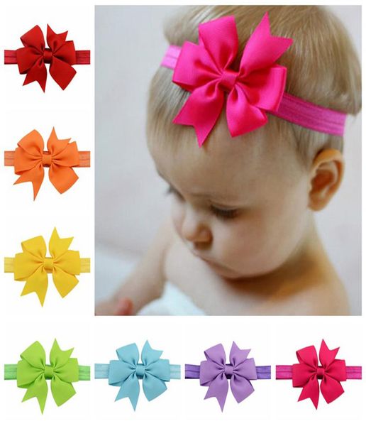 

baby girls big bow tie headbands solid elastic hairband baby infant toddler pography props accessories boutique 044278398, Slivery;white