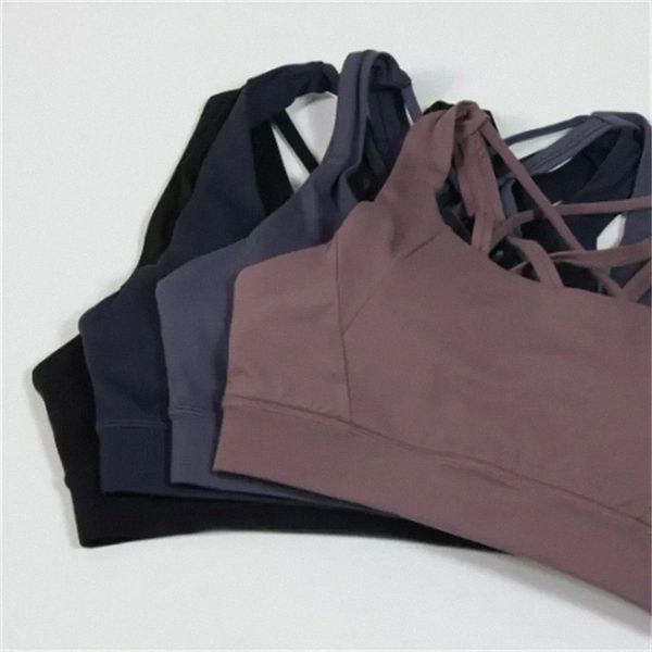 

lulus sports bra cross bra fitness yoga back beauty nylon fabric with chest cushion for women lulus lemon d0gv#