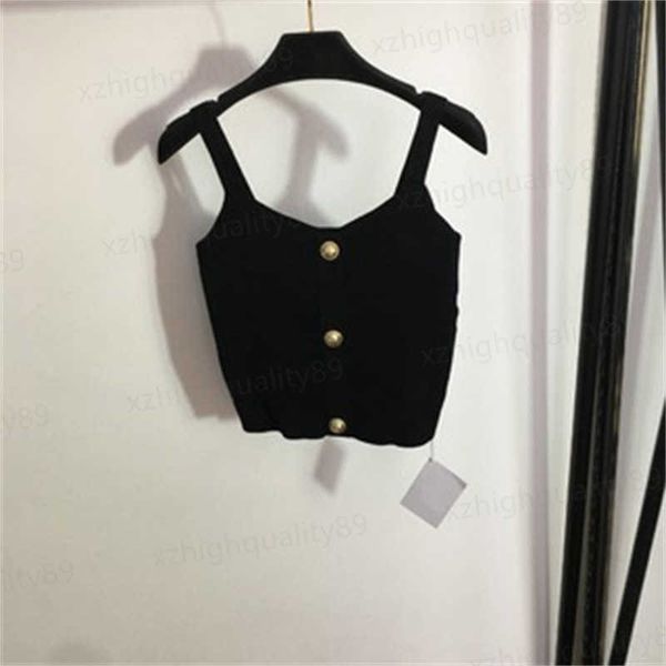 

designer tank knit camis customized metal button knitted bustier camisole summer classic crop daily casual fashion tanks womens clothes, White