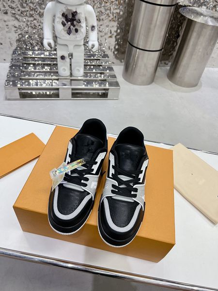 

new designer woman's shoe leather lace up men fashion platform sneakers white black mens 0607