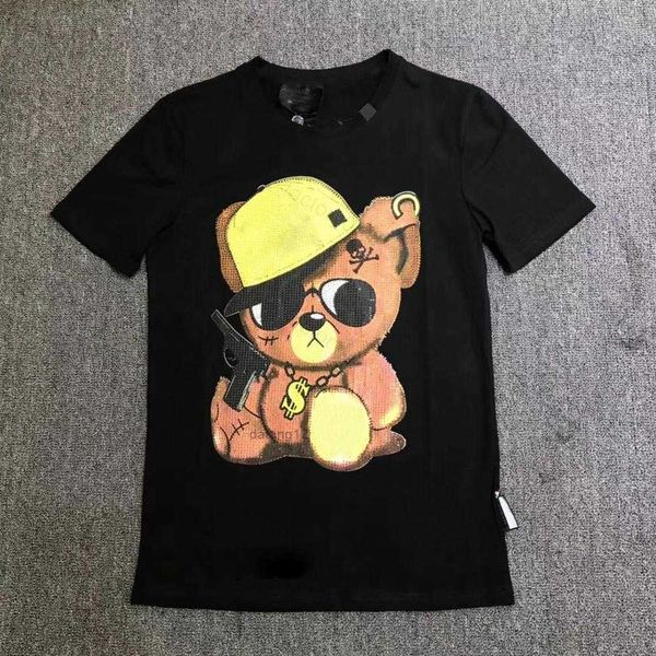 

phillip plain men designer pp skull diamond t shirt short sleeve dollar brown bear brand tee o-neck skulls tshirt tees 07 u3lc 10 3i8e, White;black