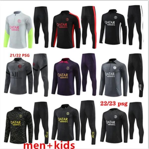 

22 23 24 psgs mbappe soccer jersey jordam tracksuit 22/23/24 retro paris football training suit half pull long sleeve sergio ramos verratti, Black;yellow