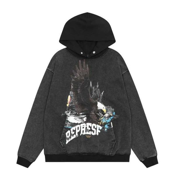 

mens hoodies sweatshirts designer letter men's niche tide brand wild high street casual american loose couple hooded sweater coat cloth, Black