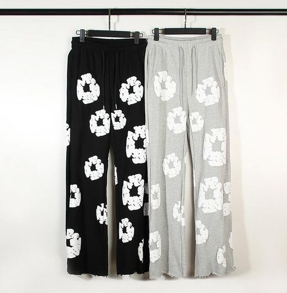 

vintage foam printed joggers sweatpants men's and women's flared pants, Black;brown