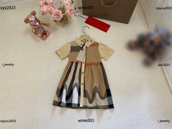 

2023 designer girl dress kids skirt single breasted baby dress size 90-140 cm fashion checkered pattern printing girl skirt, Red;yellow