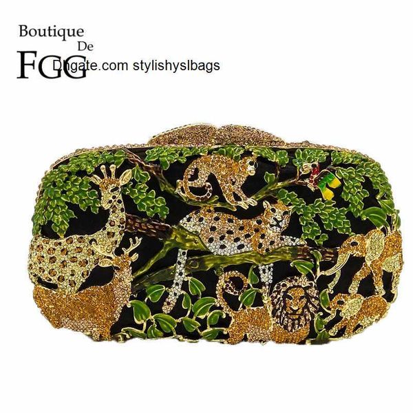 

shoulder bags boutique de fgg rain forest jungle women crystal animal zoo evening bags ladies diamond party handbag bridal wedding clutch ba