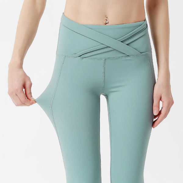 

new ins nude double-sided nylon sports fitness pants for women898