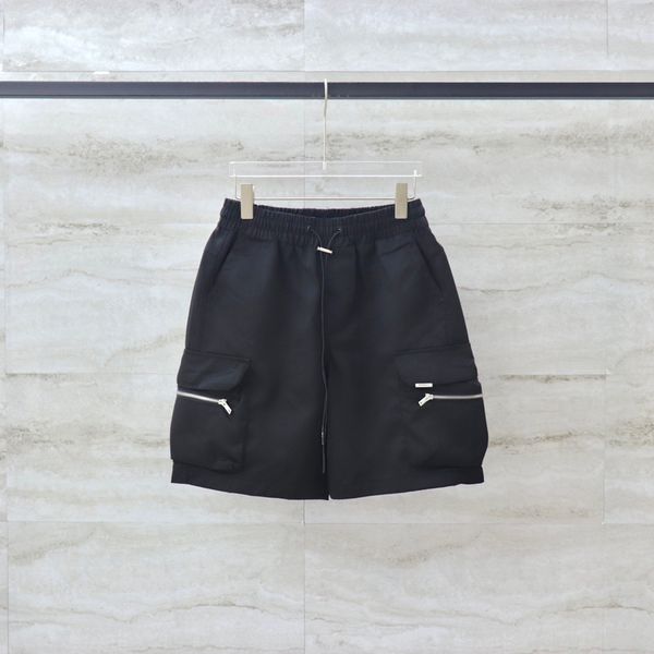 

23ss europe usa cargo shorts men summer casual sweatshort zipper drawstring running jogging cotton short sweatpants trunks black color
