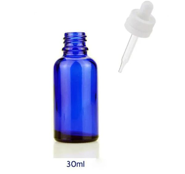 

1oz blue glass dropper bottles vials essential oil empty bottles with glass eye dropper by dhl free
