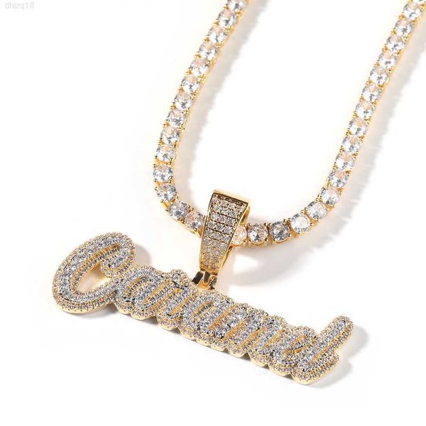 

factory women diy charms 14k gold plated hip hop custom name cubic zirconia al font brass letter men necklace, Silver