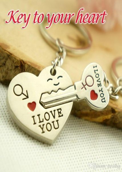 

2015 new zinc alloy silver plated lovers gift couple i love you heart keychain fashion keyring creative key chain9449635