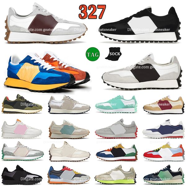 

shoes 327 sneakers running n blue light camel white grey grass green sea salt red bean milk dark gray womens low jogging walking shoes, Black