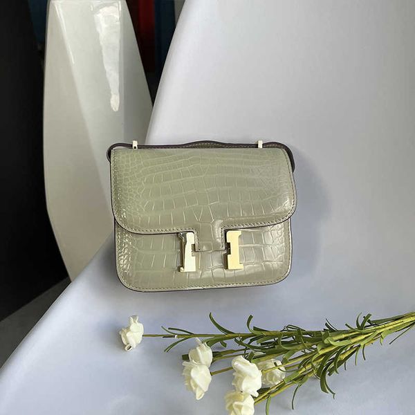 

designer h home bag crocodile kangkang 2023 new leather women's tofu advanced feeling small square single shoulder messenger t6v8