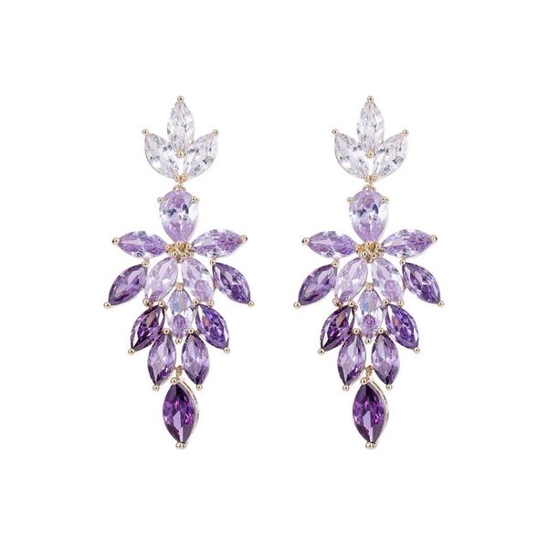 

luxury designer large statement diamond leaf earrings long water drop tassel charm earrings for women wedding party crystal stud ear rings f, Golden
