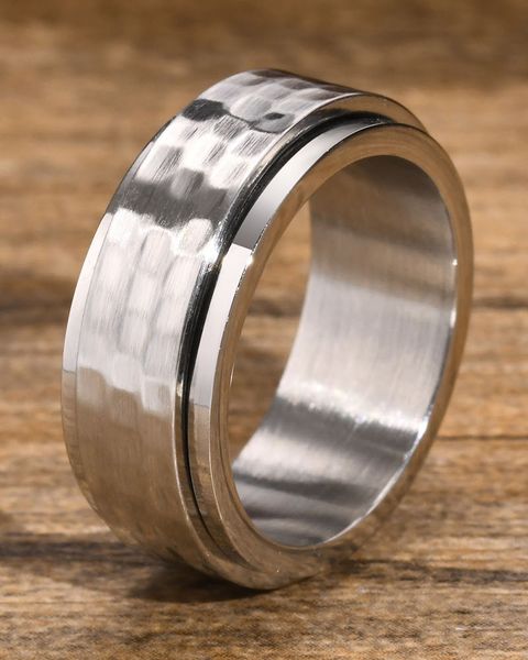 

stainless steel rings for men and women rotating design with unique knurling jewelry party gift fashionable and versatile show your personal, Silver