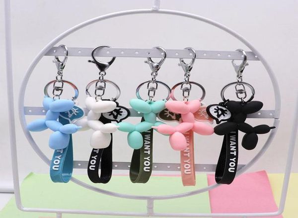 

creative cartoon mobile phone bag car pendant key ring fun stereo cute balloon dog keychains5710328, Silver