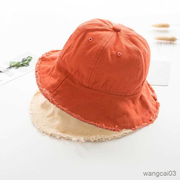 

caps hats cotton hats for girls boys children's summer solid color kids bucket hats casual outdoor kids sun caps for summer, Yellow