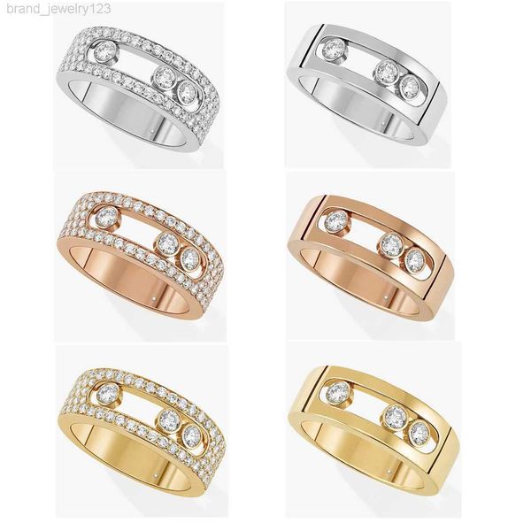 

2023 new luxury boutique jewelry 925 silver three diamond ring women's ring send your girlfriend for valentine's day, Slivery;golden