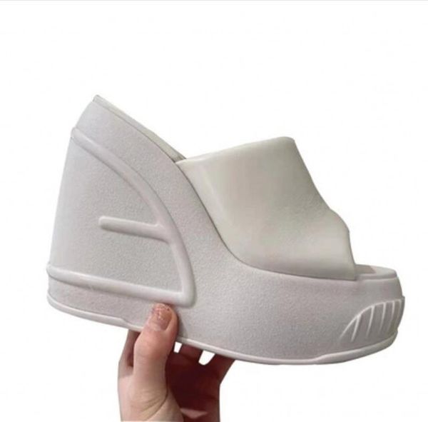 

white platform sandals for women fashion soft heel summer lady slippers shoes, Black