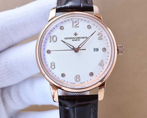 

formal classic luxury wrist watches v c 81180 luxu 40mm concise steady first-choice gift iced out movement watch number dial 2p, Slivery;brown