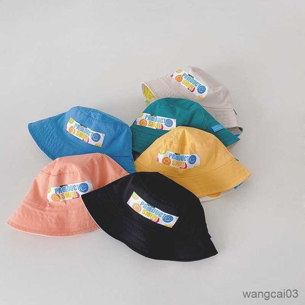 

caps hats spring summer baby hats lovely pattern bucket hat for kids boys girls sun hat cotton children fisherman caps, Yellow