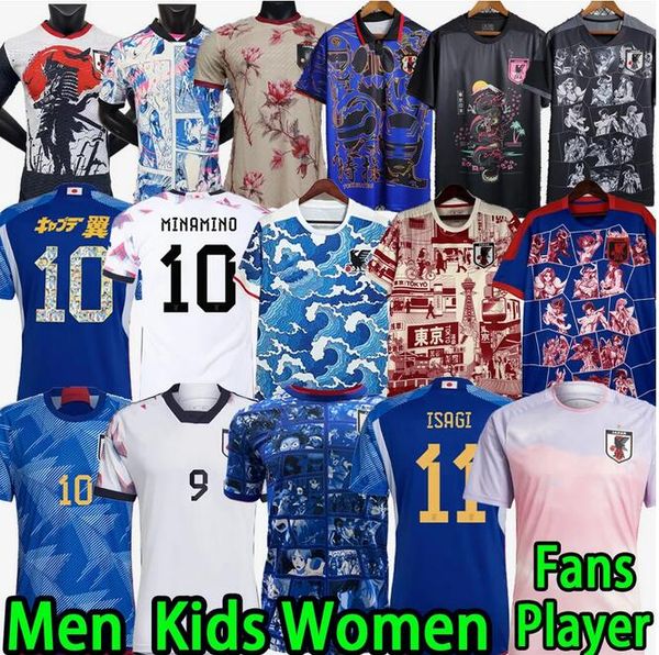 

japan 2023 soccer jerseys cartoon isagi atom tsubasa minamino asano doan kubo ito 2024 japanese special uniform men women 22 23 24 football, Black;yellow