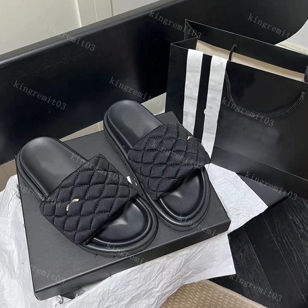 

designer slippers women slides pool pillow comfort slipper men sandals platform pillow sandal fashion rubber sliders flat slides with box, Black