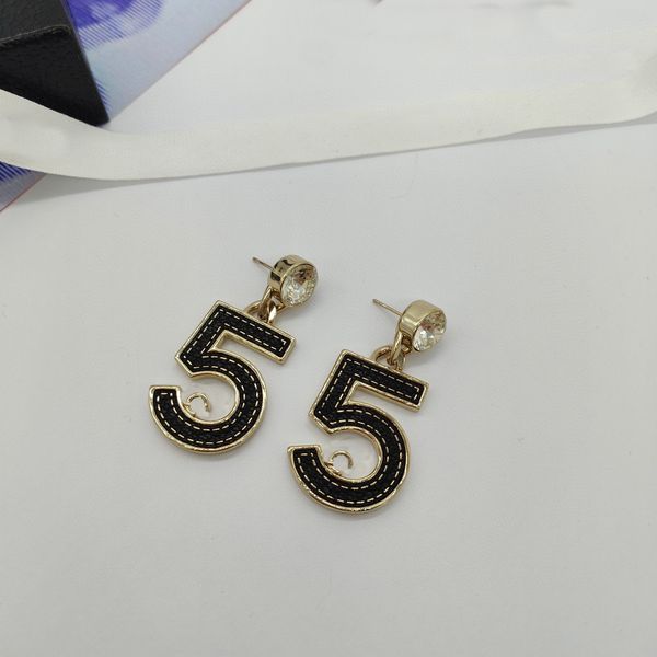 

2023 luxury quality charm drop earring with black color number design in 18k gold plated have box stamp ps7068b, Golden