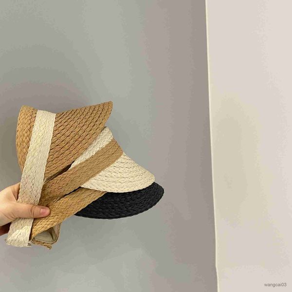 

caps hats style baby straw hat kids sun hats 2023 empty hat child straw hat sunshade sunscreen hats baby accessories newborn, Yellow