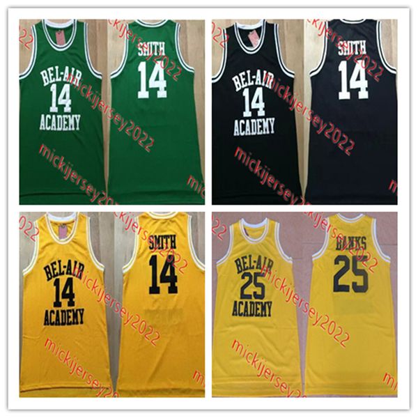 

mens will smith the fresh prince of bel-air basketball jersey stitched #25 carlton banks movie jerseys s-3xl, Black