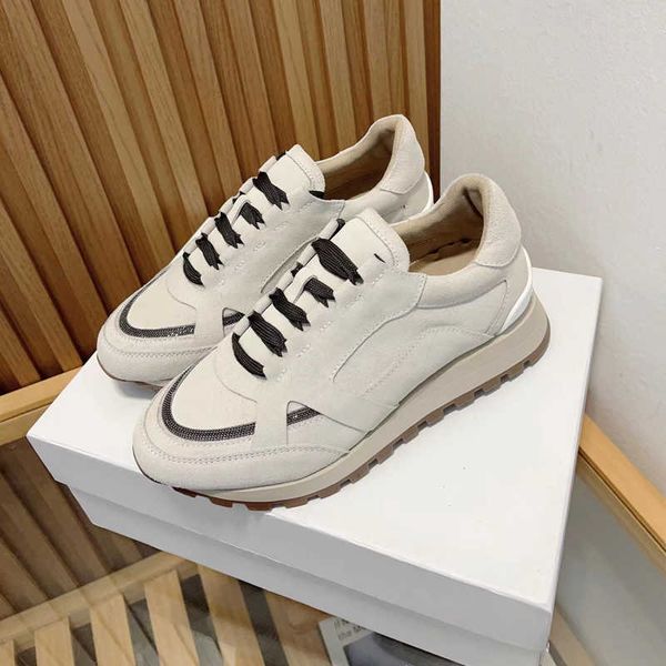 

2023 spring and summer new leisure sports shoes matching retro elevating leather bead chain decorative platform shoes