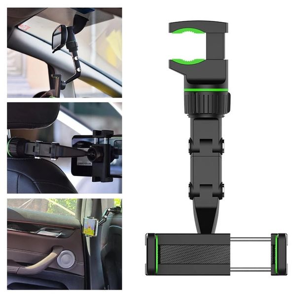 

car phone holder multifunctional 360 degree rotatable auto rearview mirror seat hanging clip bracket cell phone holder for car describe