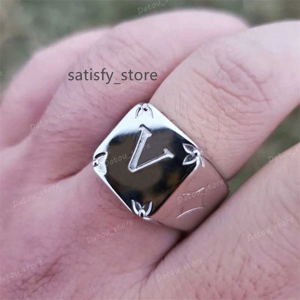 

men retro 925 sterling silver ring designer couple rings fashion womens square ring casual hip hop love rings ornaments luxury jewelry gift