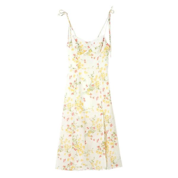 

holiday style suspender skirt female summer design sense of french dress split square collar floral skirt, White;black