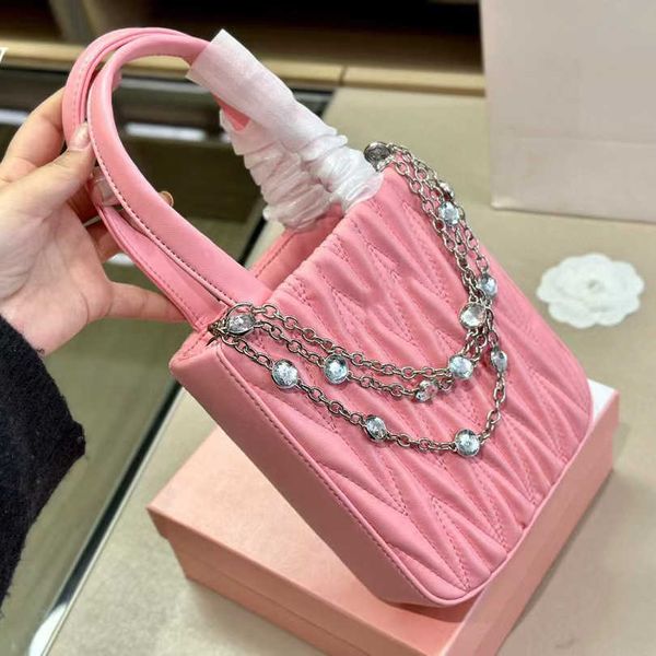 

miu new miu family women's bag matelasse crystal chain mini sheepskin tote bag handheld crossbody bag