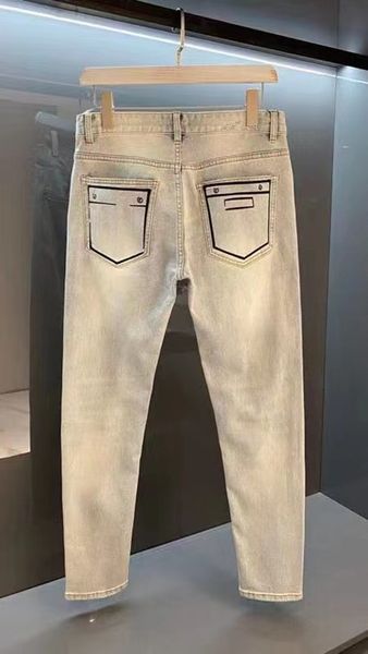 

classic designer men's stretch jeans light blue stretch brand luxury pants jeans trend brand motorcycle pants casual pants