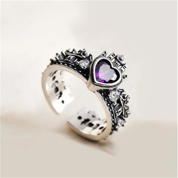 

european and american retro fashion trend ring women's castle love crown party casual ring friend gift ae820, Silver