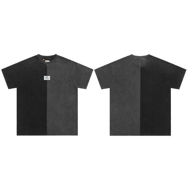 

wholesale designer t shirt for sale g allery d ept chest letter washed old color blocked short sleeve men's casual loose round neck t s, White;black