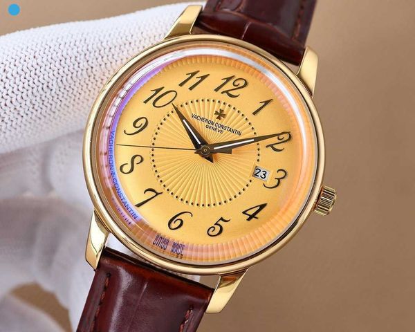 

formal classic luxury wrist watches v c luxu 41mm concise steady first-choice gift iced out 9015 movement watch date number 6pp, Slivery;brown