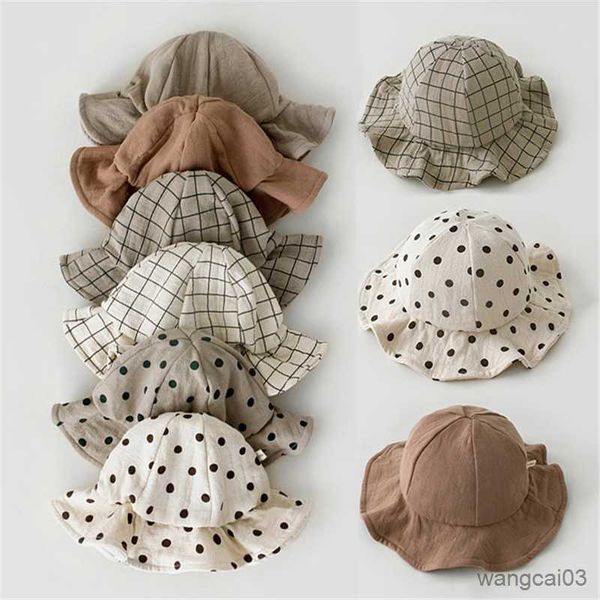 

caps hats spring summer baby bucket hat cute fisherman newborn cap solid color outdoor beach kids baby boy girl sun hats bonnet, Yellow