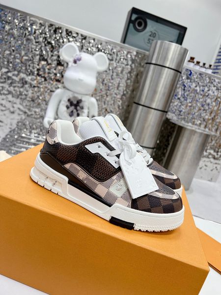 

2023 new designer woman's shoe leather lace up men fashion platform sneakers 0607, Black