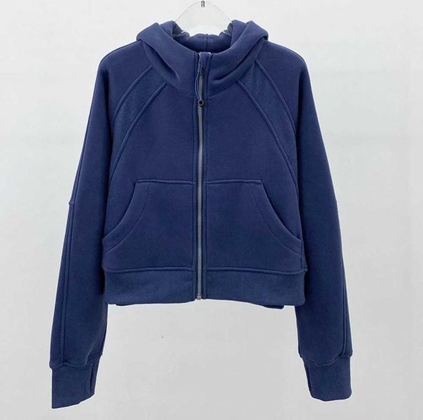 

lulus women brushed full zip hoodie jacket sportswear lu-98 yoga outfits hooded workout track running coat with pockets outdoor fleeces thum, Black