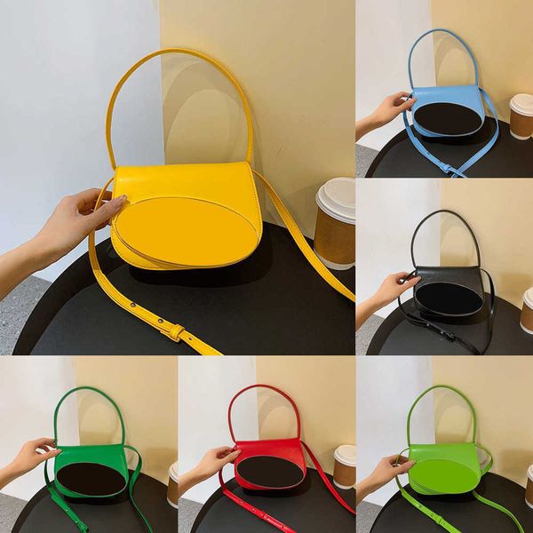 

shoulder bags luxury yellow handbags women handle purse half round design leather underarm flap shoulder bag tote handbags 230615