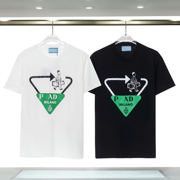 

p rada shirt mens&womens designer pra t-shirts printed fashion man pra triangle t-shirt cotton casual tees short sleeve luxury hip hop stree, White;black
