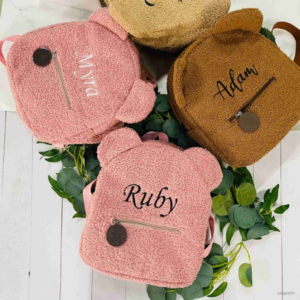

backpacks personalized embroidery toddler backpack pink bag lightweight plush bear bag kids custom name backpack for boys girls ladies