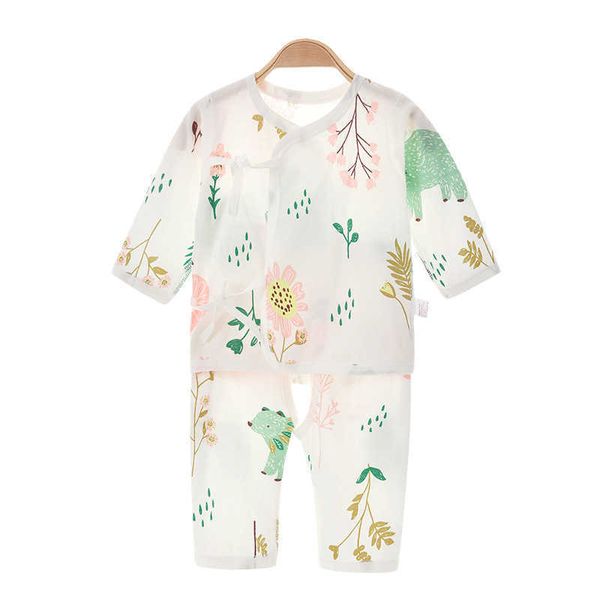 

spring/summer children's boys' monk clothing pure cotton girls' boneless thin opening set, White