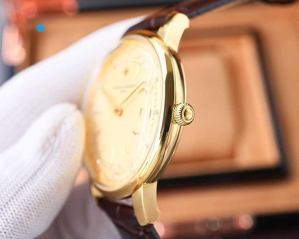 

formal classic luxury wrist watches v c luxu 41mm date 9015 movement concise steady first-choice gift iced out movement watch 4p, Slivery;brown
